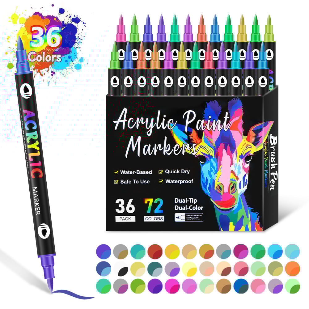 🎨Last Day 🔥 Dual Tip Acrylic Paint Pen Marker - 24/48/72/120 Colors