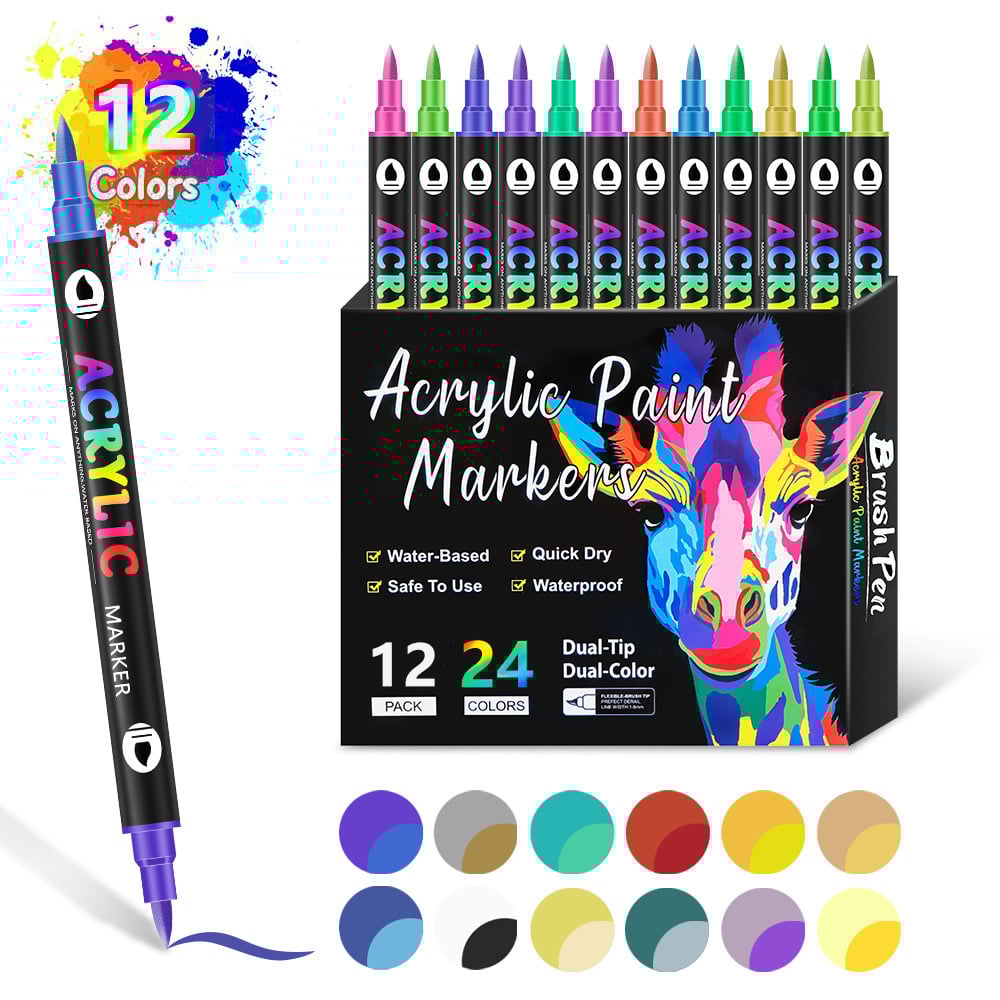 🎨Last Day 🔥 Dual Tip Acrylic Paint Pen Marker - 24/48/72/120 Colors