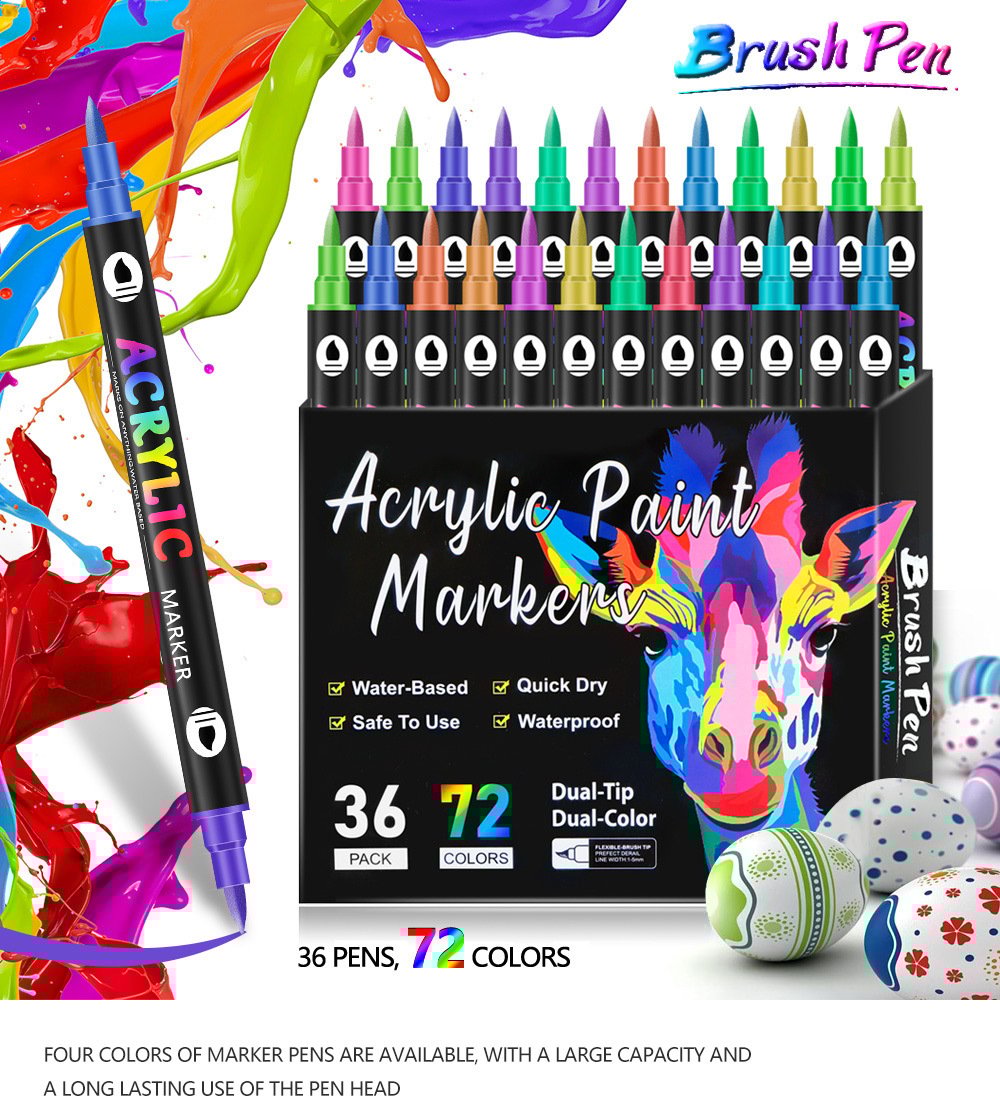 🎨Last Day 🔥 Dual Tip Acrylic Paint Pen Marker - 24/48/72/120 Colors